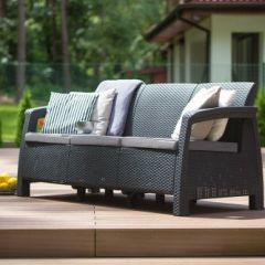 Диван пластиковый Корфу Макс (Corfu love seat max) графит в Ижевске - izhevsk.mebel24.online | фото 3