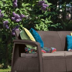 Диван пластиковый Корфу Макс (Corfu love seat max) коричневый в Ижевске - izhevsk.mebel24.online | фото 2