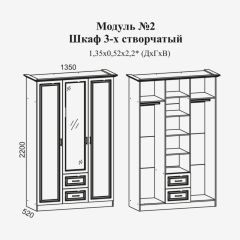 Женева №2 Шкаф 3-х ств. с зерк.,2мя ящ. (ЛДСП бел/МДФ софт светл с пат зол) в Ижевске - izhevsk.mebel24.online | фото 2