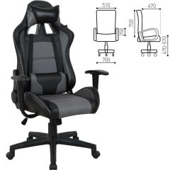 Кресло компьютерное BRABIX "GT Racer GM-100" (черное/серое) 531926 в Ижевске - izhevsk.mebel24.online | фото 2