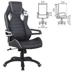Кресло компьютерное BRABIX Techno Pro GM-003 (экокожа черное/серое, вставки серые) 531814 в Ижевске - izhevsk.mebel24.online | фото 1