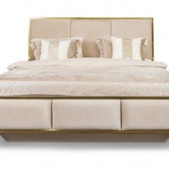 Кровать Lara 1600 с мягким изголовьем + основание (бежевый глянец) в Ижевске - izhevsk.mebel24.online | фото 2
