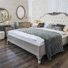 Кровать Мокко 1600 с мягким изголовьем + основание (серый камень) в Ижевске - izhevsk.mebel24.online | фото