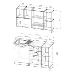 Кухонный гарнитур Лариса медиум 3 1400 мм в Ижевске - izhevsk.mebel24.online | фото 2