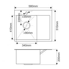 Мойка HD5851L MELANA ProfLine 3,0/200 САТИН врезная прямоугольная с коландером HD5851L в Ижевске - izhevsk.mebel24.online | фото 2