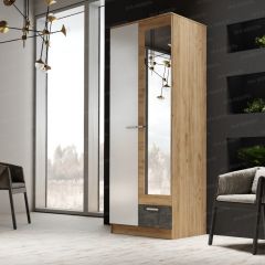 Шкаф Адель 800 с полками (дуб вотан/белый глянец) в Ижевске - izhevsk.mebel24.online | фото