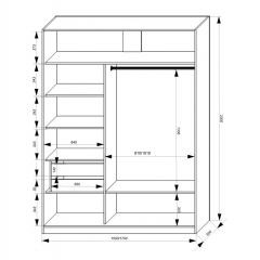 Шкаф-купе 1500 серии NEW CLASSIC K2+K2+B2+PL2(2 ящика+1 штанга+1 полка) профиль «Капучино» в Ижевске - izhevsk.mebel24.online | фото 3