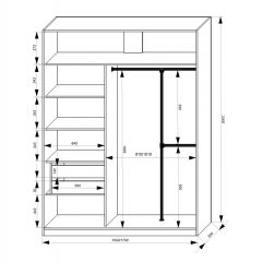 Шкаф-купе 1500 серии NEW CLASSIC K4+K4+B2+PL4 (2 ящика+F обр. штанга) профиль «Капучино» в Ижевске - izhevsk.mebel24.online | фото 3