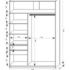 Шкаф-купе 1600 серии SOFT D1+D3+B2+PL1 (2 ящика+1штанга) профиль «Графит» в Ижевске - izhevsk.mebel24.online | фото 4