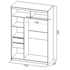 Шкаф-купе №19 Серия 3 Инфинити с зеркалами (1700) Ясень Анкор светлый в Ижевске - izhevsk.mebel24.online | фото 6