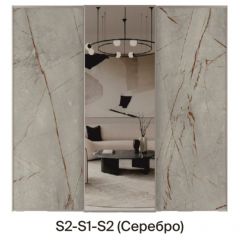 Шкаф-купе 1950 серии SILVER S3+S1+S3Z B22+PL2 (по 2 ящика лев/прав+1штанга+1 полка) профиль «Серебро» в Ижевске - izhevsk.mebel24.online | фото 7