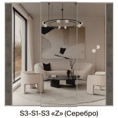 Шкаф-купе 1950 серии SILVER S3+S1+S3Z B22+PL2 (по 2 ящика лев/прав+1штанга+1 полка) профиль «Серебро» в Ижевске - izhevsk.mebel24.online | фото 8