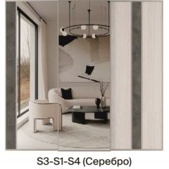 Шкаф-купе 1950 серии SILVER S3+S1+S3Z B22+PL2 (по 2 ящика лев/прав+1штанга+1 полка) профиль «Серебро» в Ижевске - izhevsk.mebel24.online | фото 9