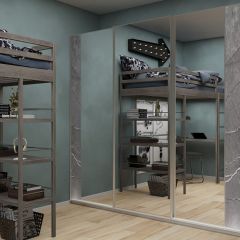 Шкаф-купе 1950 серии SILVER S3+S1+S3Z B22+PL2 (по 2 ящика лев/прав+1штанга+1 полка) профиль «Серебро» в Ижевске - izhevsk.mebel24.online | фото