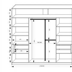 Шкаф-купе 2150 серии NEW CLASSIC K4+K4+K4+B22+PL4(по 2 ящика лев/прав+F обр.штанга) профиль «Капучино» в Ижевске - izhevsk.mebel24.online | фото 3