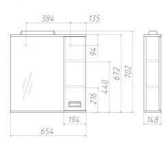 Шкаф-зеркало Cube 65 Эл. ПРАВЫЙ Домино (DC5007HZ) в Ижевске - izhevsk.mebel24.online | фото 2