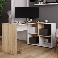 Стол компьютерный угловой СКМУ-4 Белый/Дуб сонома в Ижевске - izhevsk.mebel24.online | фото