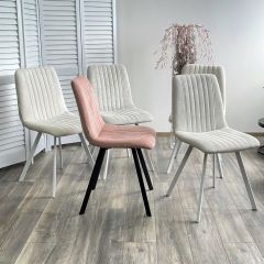 Стул ELVIS WZ2042-01 молочный фактурный велюр / белый каркас М-City в Ижевске - izhevsk.mebel24.online | фото 2