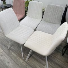 Стул ELVIS WZ2042-18 белая галька фактурный велюр / белый каркас М-City в Ижевске - izhevsk.mebel24.online | фото 6