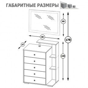 Камелия Комод + Зеркало, цвет белый, ШхГхВ 80х46,8х178 см., НЕ универсальная сборка в Ижевске - izhevsk.mebel24.online | фото 6