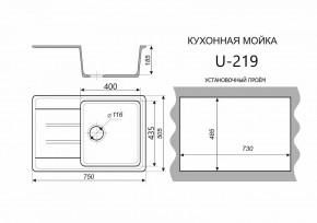 Каменная мойка ULSTONE U-219 (755х505) в Ижевске - izhevsk.mebel24.online | фото 2