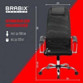 Кресло BRABIX PREMIUM "Ultimate EX-800" хром, плотная двойная сетка Х2, черное, 532911 в Ижевске - izhevsk.mebel24.online | фото 6