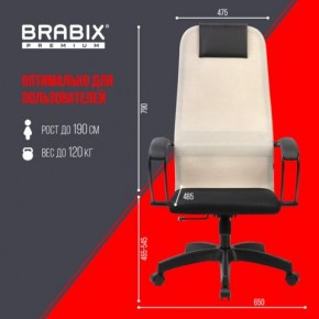 Кресло BRABIX PREMIUM "Ultimate EX-800" пластик, плотная двойная сетка Х2, черное/бежевое, 532916 в Ижевске - izhevsk.mebel24.online | фото 6