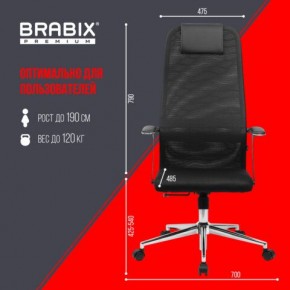 Кресло BRABIX PREMIUM "Ultimate EX-801" хром, плотная двойная сетка Х2, черное, 532917 в Ижевске - izhevsk.mebel24.online | фото 7