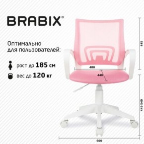 Кресло BRABIX "Fly MG-396W", с подлокотниками, пластик белый, сетка, розовое, 533008 в Ижевске - izhevsk.mebel24.online | фото 5