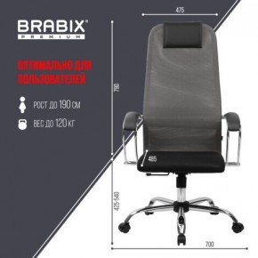 Кресло офисное BRABIX PREMIUM "Ultimate EX-800" хром, плотная двойная сетка Х2, черное/серое, 532912 в Ижевске - izhevsk.mebel24.online | фото 3