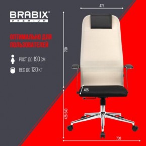 Кресло офисное BRABIX PREMIUM "Ultimate EX-801" хром, плотная двойная сетка Х2, черное/бежевое, 532919 в Ижевске - izhevsk.mebel24.online | фото 6