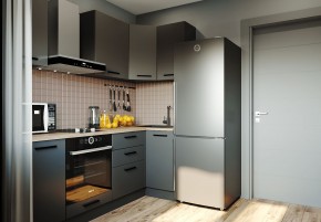 Кухня угловая Антрацит 2200х1000 (Стол. 38мм) в Ижевске - izhevsk.mebel24.online | фото 1