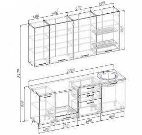 Кухонный гарнитур Антрацит 2200 (Стол. 38мм) в Ижевске - izhevsk.mebel24.online | фото 3