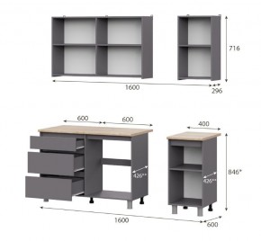 Кухонный гарнитур ДЕНВЕР (1600) Графит серый/Дуб Сонома в Ижевске - izhevsk.mebel24.online | фото 2