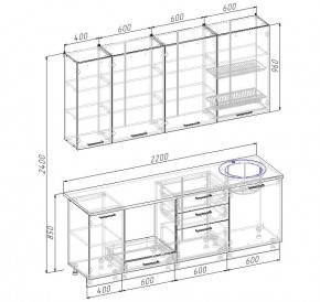 Кухонный гарнитур Капри 2200 h950 (Стол. 26мм) в Ижевске - izhevsk.mebel24.online | фото 2
