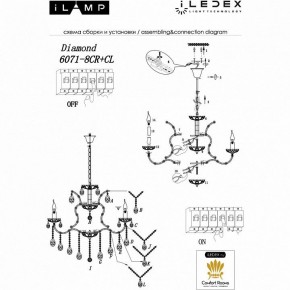 Подвесная люстра iLamp Diamond 6071-8 CR+CL в Ижевске - izhevsk.mebel24.online | фото 2
