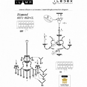 Подвесная люстра iLamp Diamond 6071-8 GD+CL в Ижевске - izhevsk.mebel24.online | фото 2