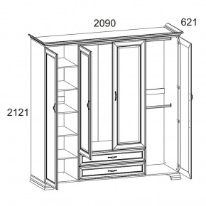 Шкаф 4D2S Z, TIFFANY, цвет вудлайн кремовый в Ижевске - izhevsk.mebel24.online | фото 1