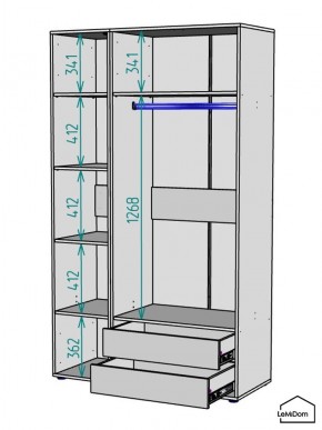 Шкаф Linnea MHR-3-2 2050х1200х510 (Белый-М 11.1.1) в Ижевске - izhevsk.mebel24.online | фото 3