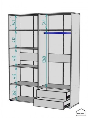 Шкаф Linnea MHR-4PO-2 2050х1600х510 (Белый-М 11.1.1) в Ижевске - izhevsk.mebel24.online | фото 3