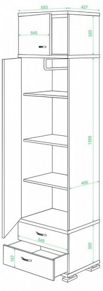 Шкаф платяной Домино КС-10 в Ижевске - izhevsk.mebel24.online | фото 2