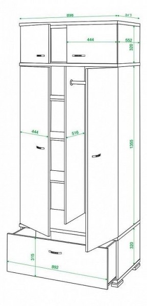 Шкаф платяной Домино КС-20 в Ижевске - izhevsk.mebel24.online | фото 3