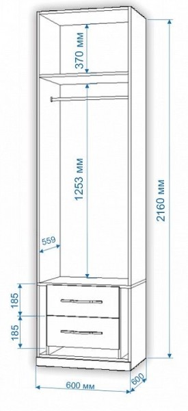 Шкаф платяной Нобиле Пл-60/60 в Ижевске - izhevsk.mebel24.online | фото 2