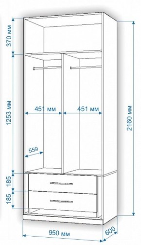 Шкаф платяной Нобиле Пл-95/60 в Ижевске - izhevsk.mebel24.online | фото 2