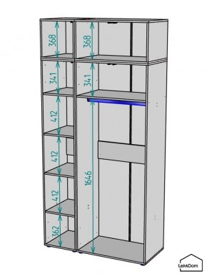 Шкаф с антресолью Linnea MHR-3A-1 2450х1200х510 (Графит-М 11.1.25) в Ижевске - izhevsk.mebel24.online | фото 3