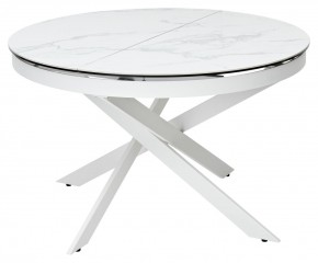 Стол TRENTO 120 HIGH GLOSS STATUARIO Белый мрамор глянцевый, керамика/ белый каркас, ®DISAUR в Ижевске - izhevsk.mebel24.online | фото 1