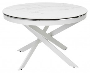 Стол TRENTO 120 HIGH GLOSS STATUARIO Белый мрамор глянцевый, керамика/ белый каркас, ®DISAUR в Ижевске - izhevsk.mebel24.online | фото 2