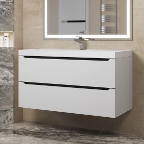 Тумба под раковину Uperwood Tanos 100 см, подвесная, белая/графит в Ижевске - izhevsk.mebel24.online | фото