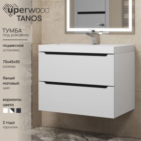 Тумба под раковину Uperwood Tanos 70 см, подвесная, белая/графит в Ижевске - izhevsk.mebel24.online | фото 3