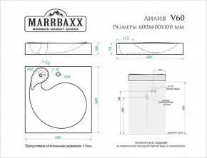 Умывальник над стиральной машиной (600*600х100) Лилия V60 (белый) с кронштейном без сифона (V60) в Ижевске - izhevsk.mebel24.online | фото 2